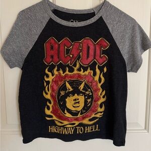 AC/DC Glitter Short Sleeve Crop Top